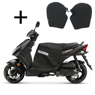 PACKAGE DEAL | Scooterbeenkleed &amp; Scooterhandmoffen Universeel toepasbaar - Zwart