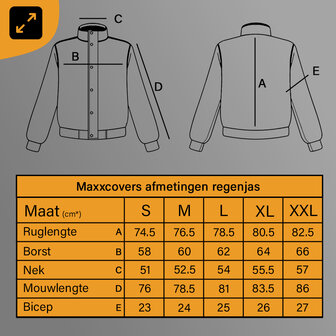 Maxxcovers Regenpak - Maat M - Unisex - Inclusief opbergtas - Ademend - Waterdichte Rits - Verstelbare Mouwuiteinden - Getapete