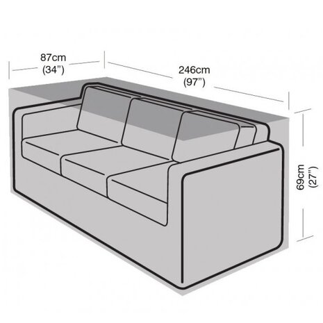 Loungesethoes - 3-zitsbank - Zwart - 246X87X69cm 