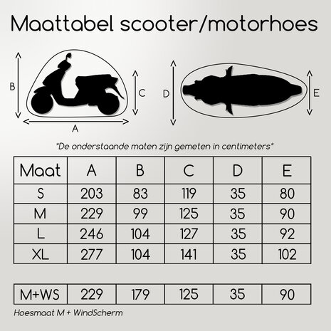 Beschermhoes / Scooterhoes Piaggio MP3 - Maat M & L